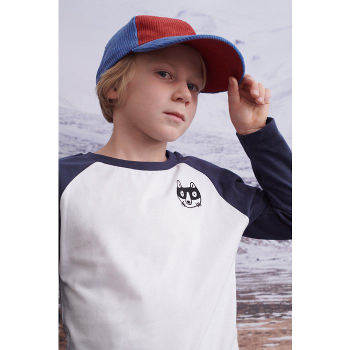 Kinder Sweetshirt in navy & weiss mit Waschbär Stickerei für Kinder