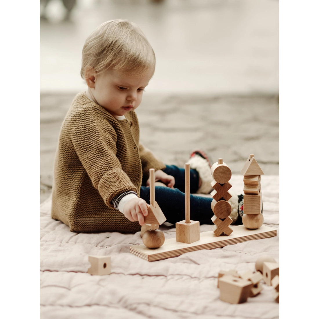 Montessori Spielzeug, stapelbar, XL, Natur